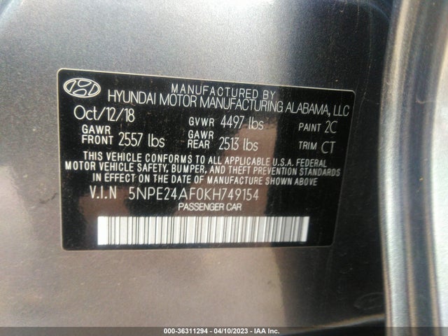 Hyundai SONATA SE 2019 5NPE24AF0KH749154 Image 10