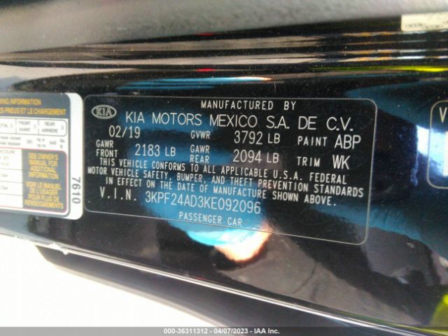3KPF24AD3KE092096 KIA Forte Lxs