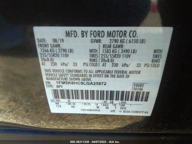 Ford Explorer Platinum 2020 1FM5K8HC9LGA25872 Image 10