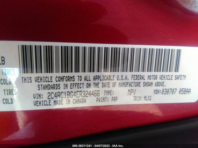 2C4RC1BG4ER324466 Chrysler Town & Country Touring