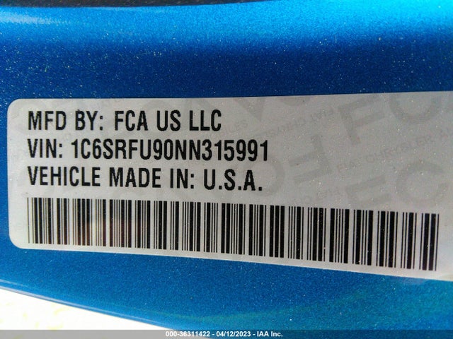 1C6SRFU90NN315991 RAM 1500 Trx