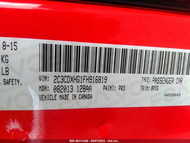 Dodge Charger Sxt 2015 2C3CDXHG1FH916819 Image 9