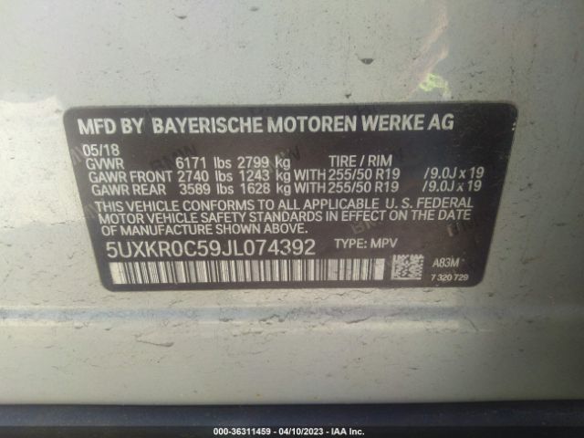 5UXKR0C59JL074392 BMW X5 Xdrive35i