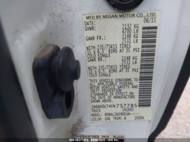 1N6BD0CT4FN757785 Nissan Frontier S/sv