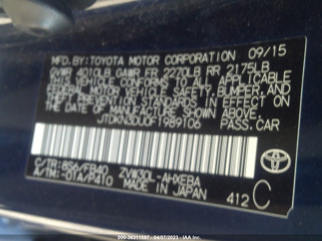 Toyota Prius Four 2015 JTDKN3DU0F1989106 Image 9