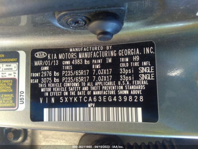 5XYKTCA63EG439828 KIA SORENTO LX