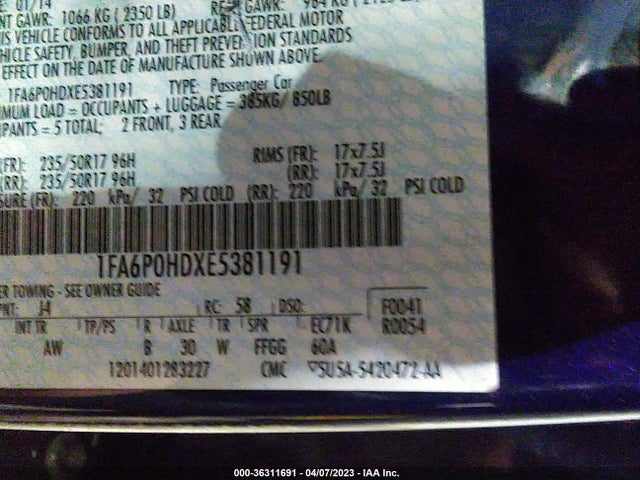 Ford FUSION SE 2014 1FA6P0HDXE5381191 Image 10