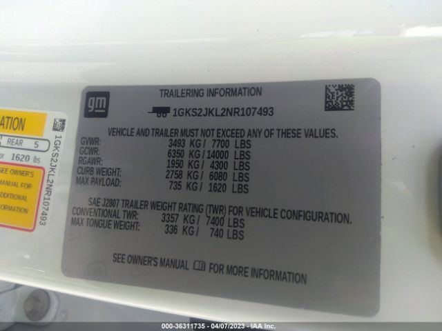 1GKS2JKL2NR107493 GMC YUKON XL DENALI