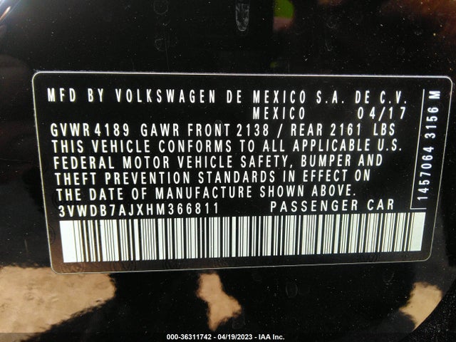 Volkswagen Jetta 1.4t Se 2017 3VWDB7AJXHM366811 Image 9