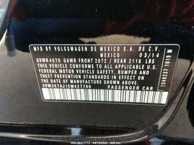 3VW2K7AJ1EM427790 Volkswagen Jetta Sedan S