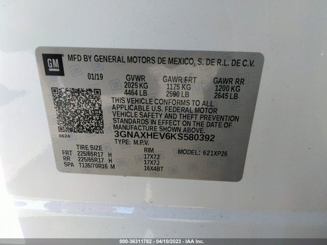 Chevrolet EQUINOX LS 2019 3GNAXHEV6KS580392 Image 10