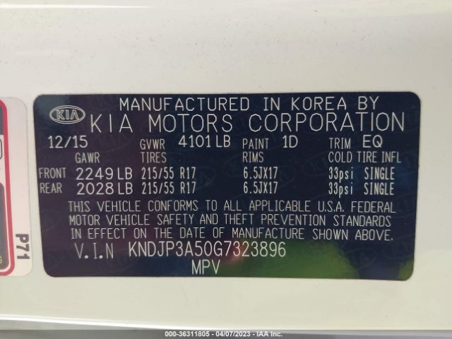 KNDJP3A50G7323896 KIA SOUL +