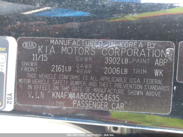 KNAFX4A80G5554635 KIA FORTE EX
