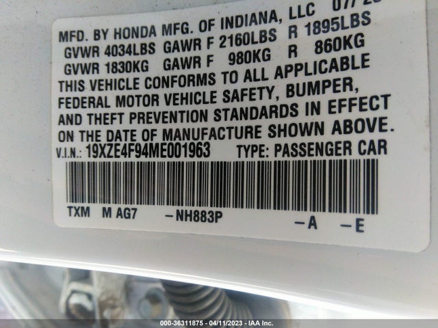 2021 Honda Insight, VIN: 19XZE4F94ME001963