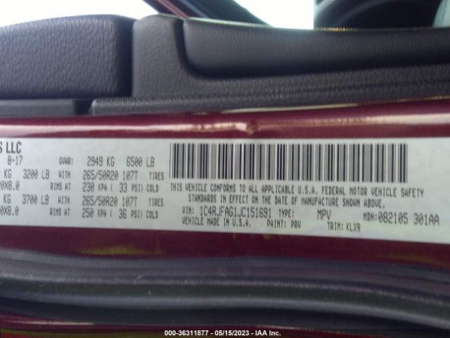 1C4RJFAG1JC151691 Jeep Grand Cherokee Altitude