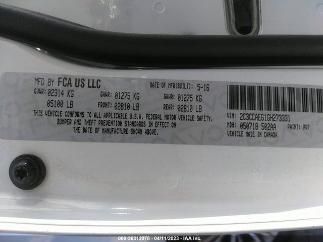 2016 CHRYSLER 300 300C VIN: 2C3CCAEG1GH273331