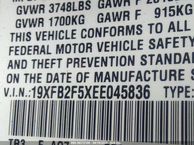 Honda Civic Sedan Lx 2014 19XFB2F5XEE045836 Image 9