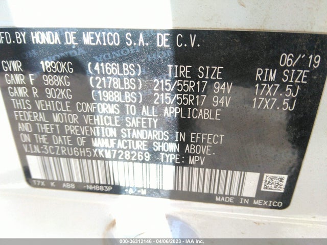 Honda HR-V EX 2019 3CZRU6H5XKM728269 Image 9