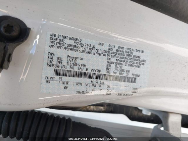1FADP3F25GL305709 Ford FOCUS SE