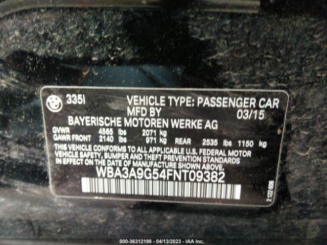 WBA3A9G54FNT09382 BMW 3 Series 335i