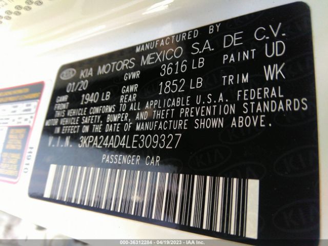 3KPA24AD4LE309327 KIA RIO S