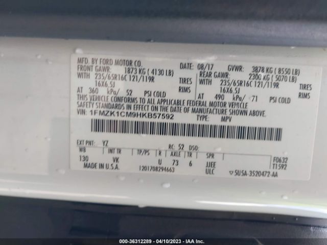 1FMZK1CM9HKB57592 Ford Transit Wagon Xl/xlt