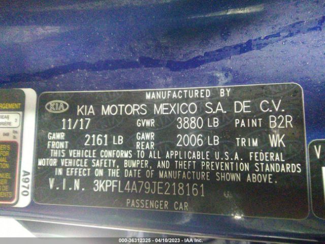 3KPFL4A79JE218161 KIA FORTE S