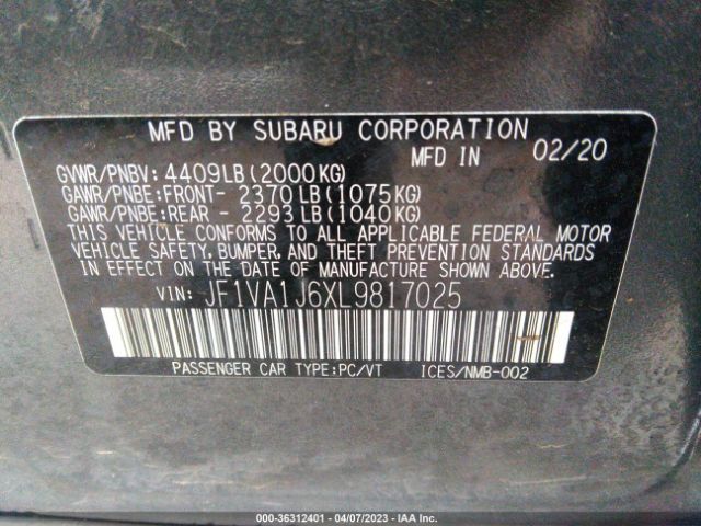 JF1VA1J6XL9817025 Subaru Wrx Limited