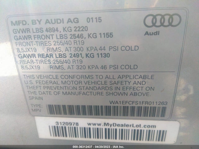 WA1EFCFS1FR011263 Audi Q3 2.0t Premium Plus