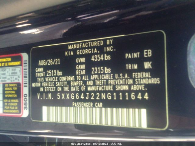 5XXG64J22NG111644 KIA K5 Gt-line
