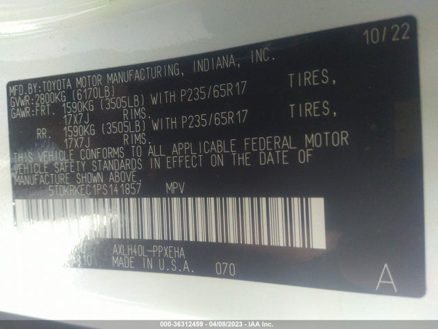 Toyota SIENNA LE 2023 5TDKRKEC1PS141857 Image 9