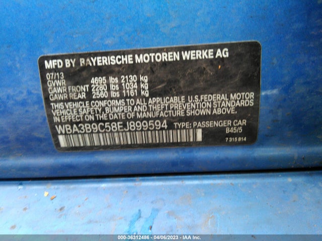 BMW 3 Series 335i Xdrive 2014 WBA3B9C58EJ899594 Image 11