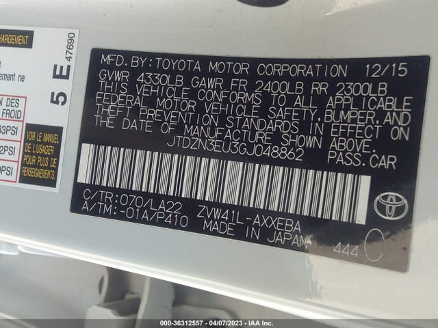 Toyota Prius V Two/five/three/four 2016 JTDZN3EU3GJ048862 Image 11