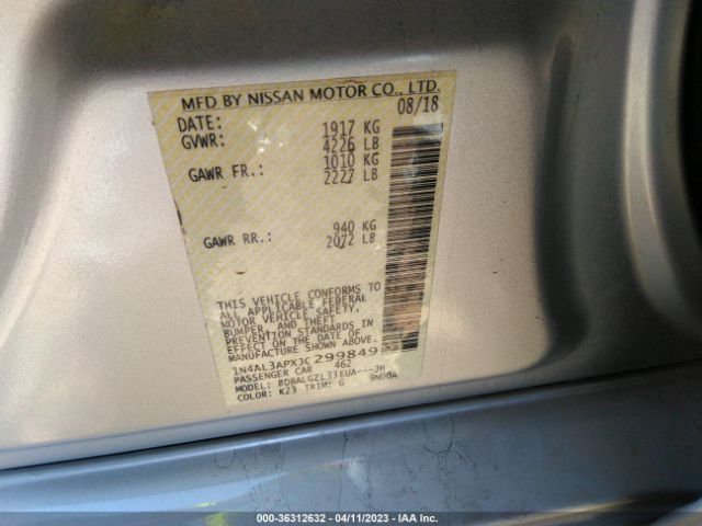1N4AL3APXJC299849 Nissan Altima 2.5 S