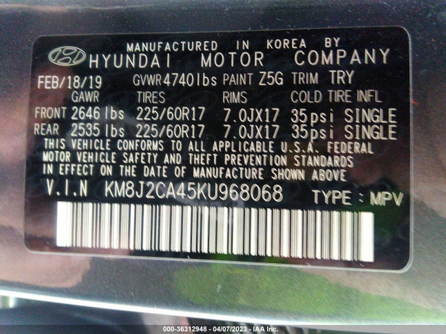 Hyundai TUCSON SE 2019 KM8J2CA45KU968068 Image 10