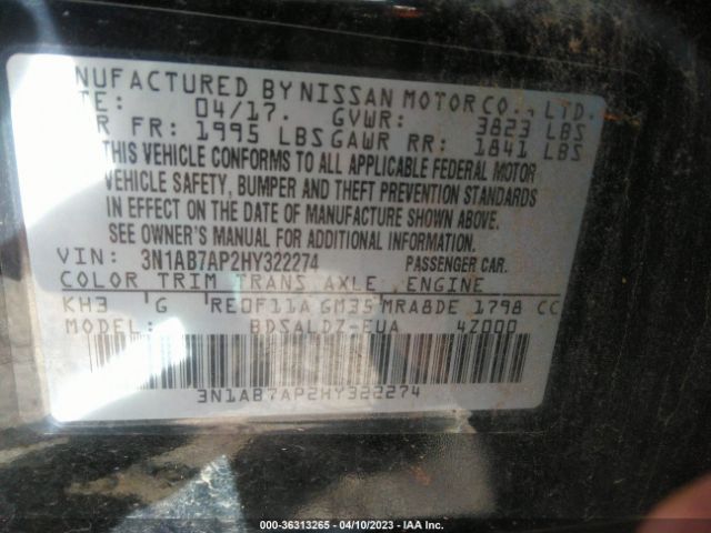 3N1AB7AP2HY322274 Nissan SENTRA SV