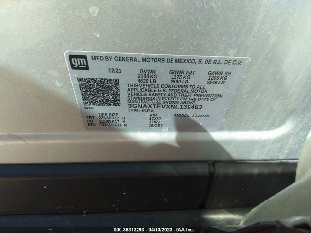 Chevrolet EQUINOX LT 2022 3GNAXTEVXNL139463 Image 9