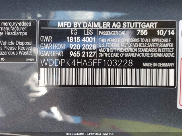 2015 Mercedes-Benz SLK-Class, VIN: WDDPK4HA5FF103228
