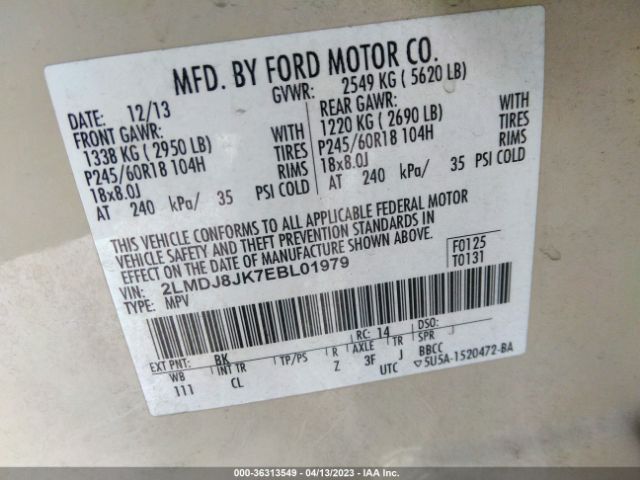 2LMDJ8JK7EBL01979 Lincoln MKX