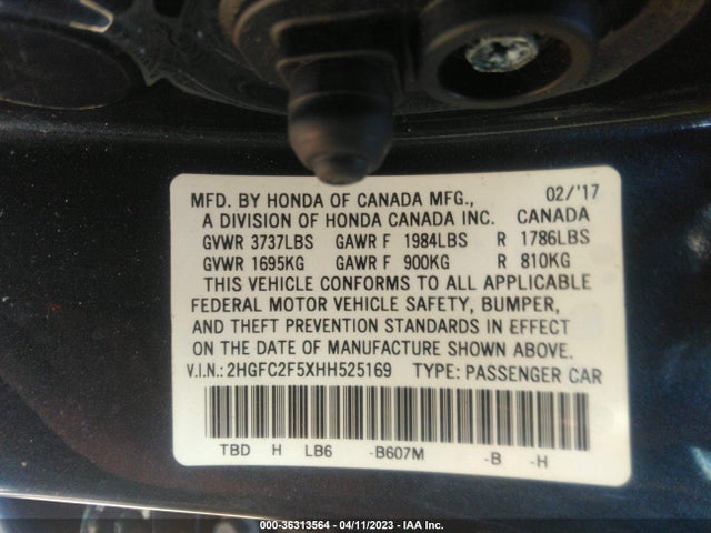 Honda Civic Sedan Lx 2017 2HGFC2F5XHH525169 Image 9