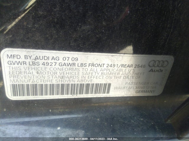 2010 AUDI A4 2.0T PREMIUM PLUS VIN: WAUFFAFL3AN013164