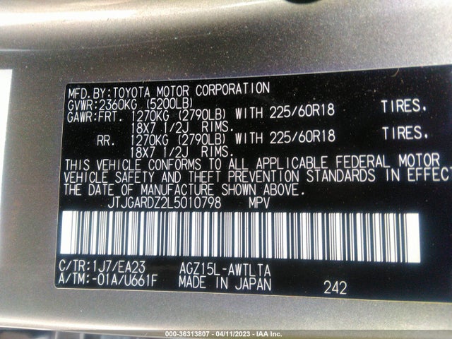 JTJGARDZ2L5010798 Lexus Nx Nx 300