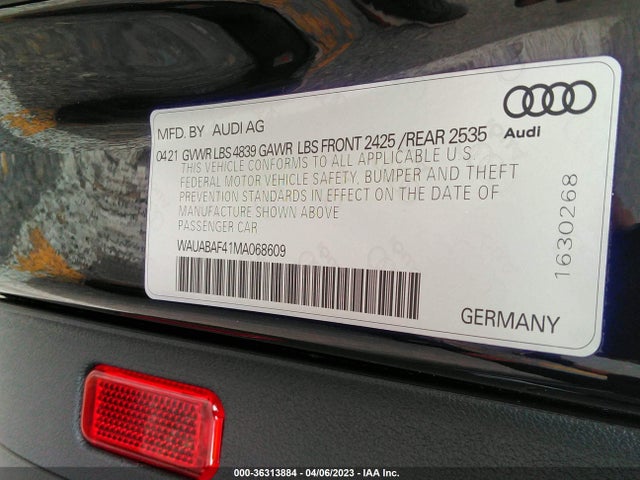 WAUABAF41MA068609 Audi A4 Sedan Premium