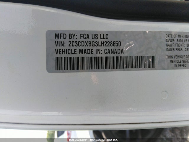 Dodge Charger Sxt 2020 2C3CDXBG3LH228650 Image 9