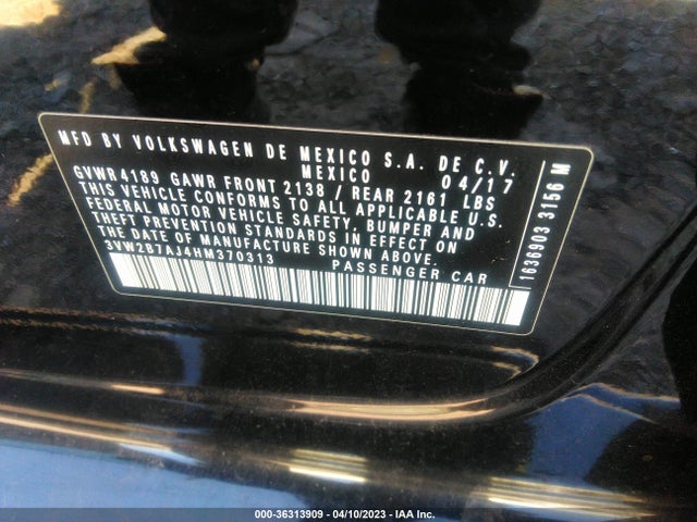 3VW2B7AJ4HM370313 Volkswagen Jetta 1.4t S