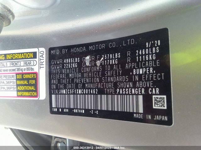 2021 Honda Clarity, VIN: JHMZC5F1XMC001462