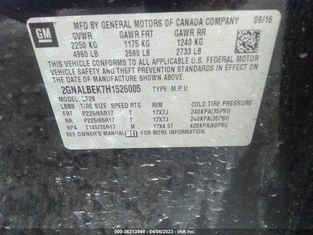 Chevrolet EQUINOX LS 2017 2GNALBEK7H1526005 Image 10