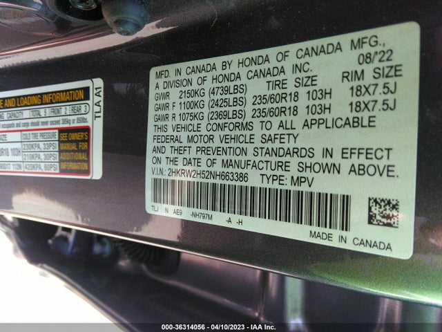 Honda CR-V EX 2022 2HKRW2H52NH663386 Image 9