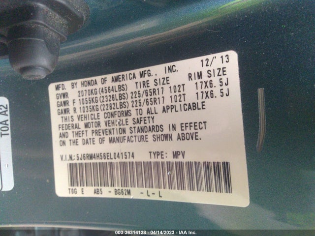 Honda CR-V EX 2014 5J6RM4H56EL041574 Image 9