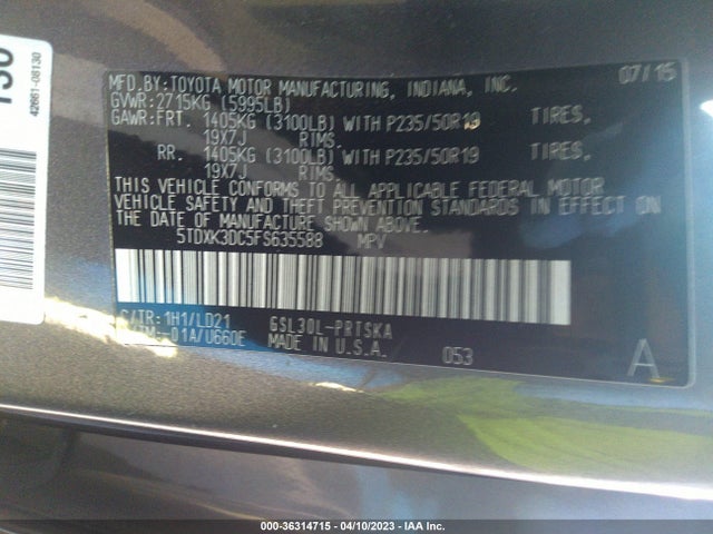 Toyota SIENNA SE 2015 5TDXK3DC5FS635588 Image 10